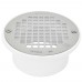 Low-Profile (Short) PVC Floor Drain w/ Round St. Steel Strainer, 3" Hub x 4" Inside Fit