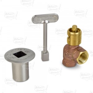 HearthMaster Angle Log Lighter Gas Valve Kit (Valve, Brushed Nickel Flange and Key), NG or LP