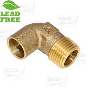 1/2” Sweat x 1/2” MPT Cast Brass Elbow, Lead-Free