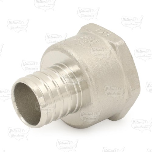 1" PEX x 1" Female Threaded Adapter, 304 St. Steel (Lead-Free)