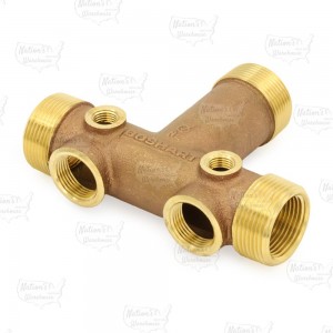 1-1/4" MPT x 3-3/8" Solid Brass Short Well Tank Tee (Lead-Free)
