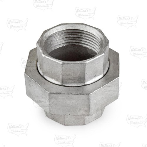 1-1/4" 304 Stainless Steel Union, FNPT x FNPT threaded