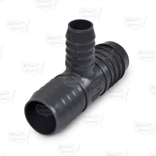 1-1/2" x 1-1/2" x 1" Barbed Insert PVC Reducing Tee, Sch 40, Gray