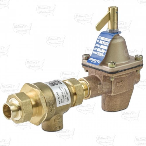 B911S-M3, 1/2" Boiler Fill (1156) & Backflow Preventer (9D) Valve Combination, FNPT x Sweat Union