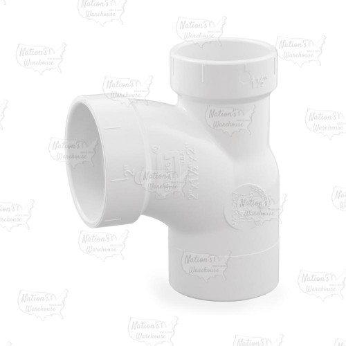 2" x 1-1/2" x 2" PVC DWV Sanitary Street Tee (Spigot x Socket x Socket)