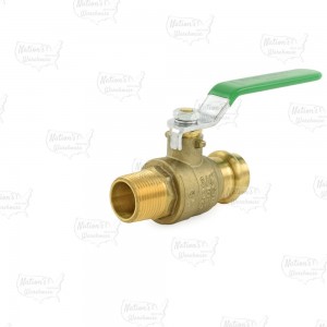 3/4" Press x 3/4" MPT Threaded Brass Ball Valve, Full Port, Lead-Free