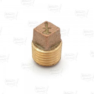 1/4" MPT Square-Head Brass Plug, Lead-Free