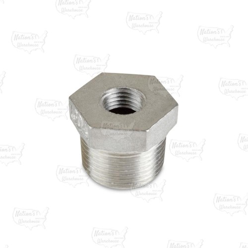 3/4" x 1/4" 304 Stainless Steel Hex Bushing, MNPT x FNPT threaded