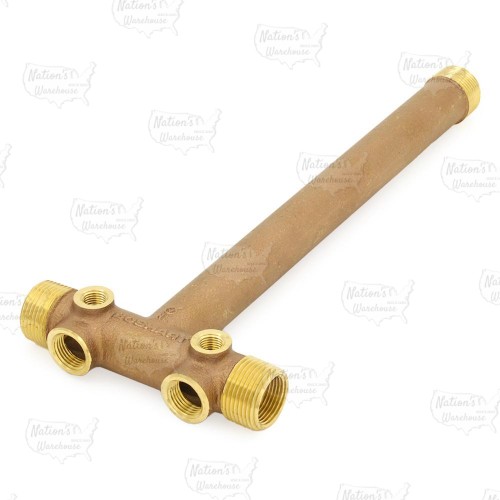 1" MPT x 13" Solid Brass Well Tank Tee (Lead-Free)