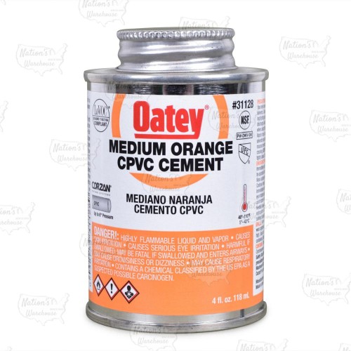 4 oz Medium-Body CPVC Cement w/ Dauber, Orange