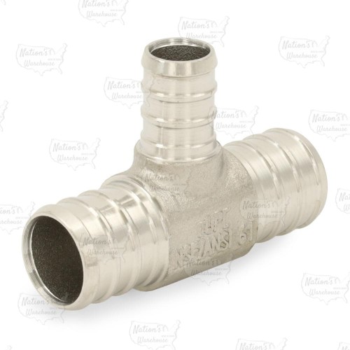 3/4" PEX x 3/4" x 1/2" PEX 304 St. Steel Reducing Tee (Lead-Free)..