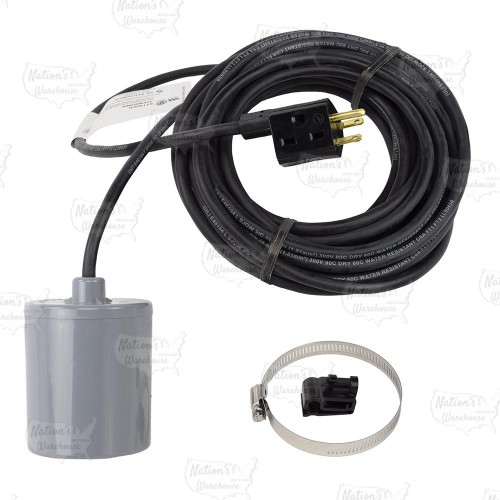 Wide Angle Float w/ Piggyback Plug for 2" or 3" Disch. Pipe, 230V, 13A max (up to 1 HP), 35ft cord