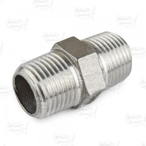 1/2" 304 Stainless Steel Hex Pipe Nipple, MNPT threaded