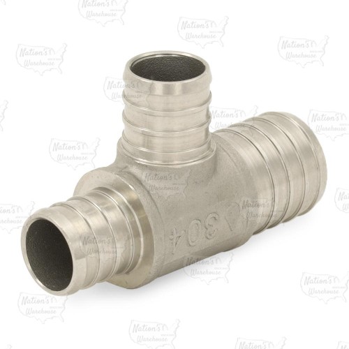 1" PEX x 3/4" x 3/4" PEX 304 St. Steel Reducing Tee (Lead-Free)..