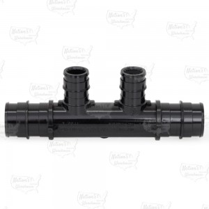 2-Branch PEX-A Expansion (F1960) Poly-Alloy Manifold, 1/2" Ports x 3/4" Inlet/Outlet, Open-Style, Lead-Free