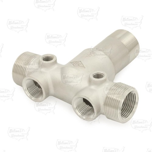 1-1/4" MPT x 4-1/2" Solid 304 Stainless Steel Short Well Tank Tee