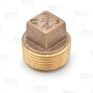 3/4" MPT Square-Head Brass Plug, Lead-Free