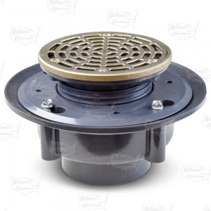 High-Capacity, Round PVC Shower Tile/Pan Drain w/ Brushed Bronze Strainer, 3" Hub