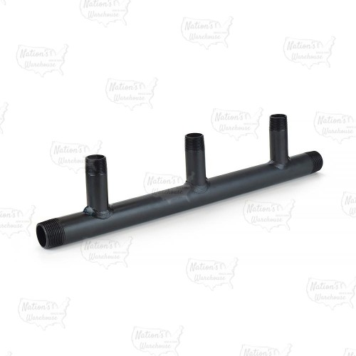 (3-Branch) Boiler Header Manifold, 1" Trunk x 3/4" Outlets, Threaded