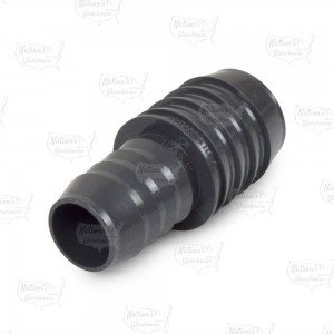 1-1/4" x 1" Barbed Insert PVC Reducing Coupling, Sch 40, Gray