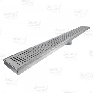 36" long, StreamLine Stainless Steel Linear Shower Pan Drain w/ Square Holes Strainer, 2" PVC Hub