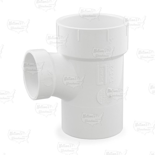 3" x 3" x 2" PVC DWV Sanitary Street Tee (Spigot x Socket x Socket)