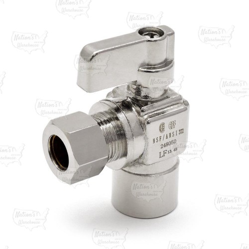 1/2” Sweat x 3/8” OD Compression Angle Stop Valve, Lead-Free 