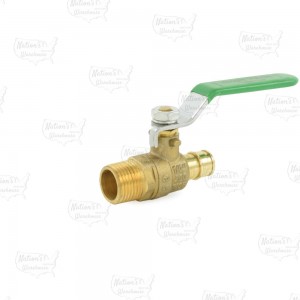 1/2" PEX Expansion x 1/2" MPT Threaded Brass Ball Valve, Lead-Free