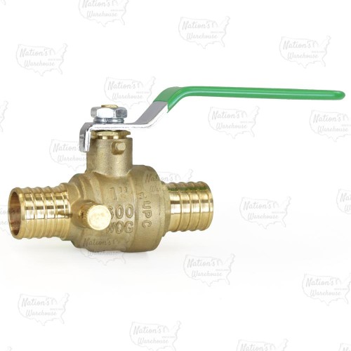 1" PEX Brass Ball Valve w/ Waste Outlet, Full Port (Lead-Free)