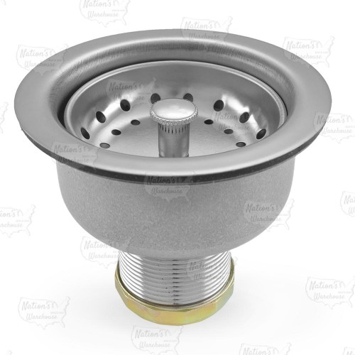 St. Steel Kitchen Sink Deep Double Cup Drain Strainer w/ Fixed Stick Post Basket