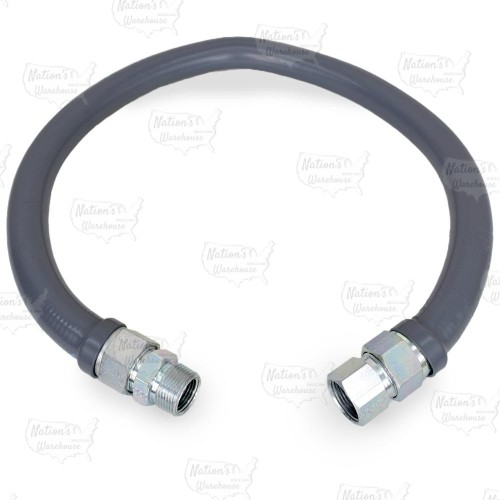 36" UltraFlow High BTU, PVC-Coated Gas Appliance Connector, 3/4" MIP (1/2" FIP) x 3/4" FIP, 3/4" ID