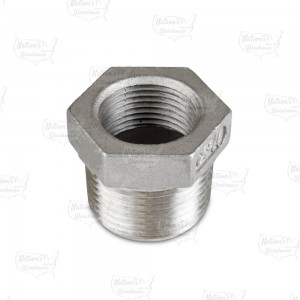 1" x 3/4" 304 Stainless Steel Hex Bushing, MNPT x FNPT threaded