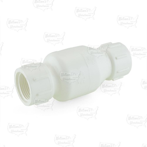 1” PVC Spring Check Valve, FPT Threaded, Sch. 40/80