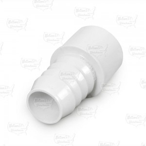 1" Barbed Insert x 1" Spigot PVC Adapter, Sch 40, White