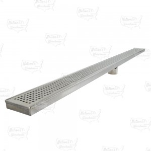 48" long, StreamLine Stainless Steel Linear Shower Pan Drain w/ Square Holes Strainer, 2" PVC Hub