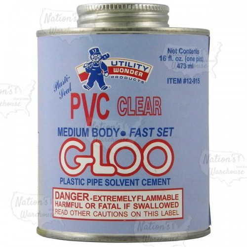 Medium-Body Fast-Set PVC Cement w/ Dauber, Clear, 16 oz (1 pint)