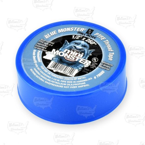 Blue Monster PTFE Thread Seal Tape, 1/2" x 260"