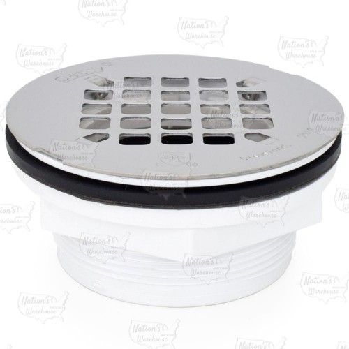 2" Hub, No-Calk (Slip-Fit) PVC Shower Base/Module Drain w/ Snap-in Strainer