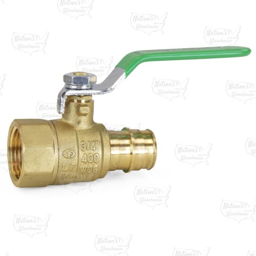 3/4" PEX Expansion x 3/4" FPT Brass Ball Valve, Lead-Free