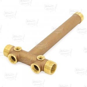 1" MPT x 10" Solid Brass Well Tank Tee (Lead-Free)