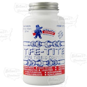 TFE-Tite PTFE Pipe Joint Compound (Teflon Paste) w/ Brush Cap, 8 oz (1/2 pint)