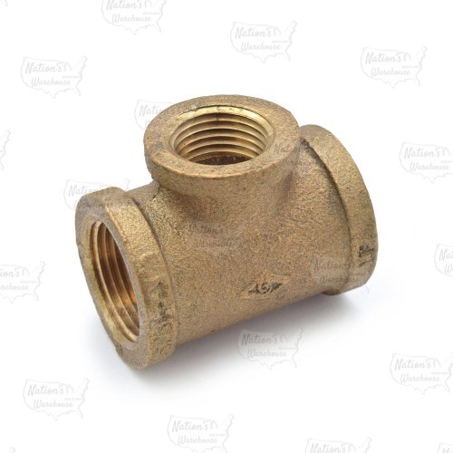 3/4" x 3/4" x 1/2" FPT Brass Tee, Lead-Free