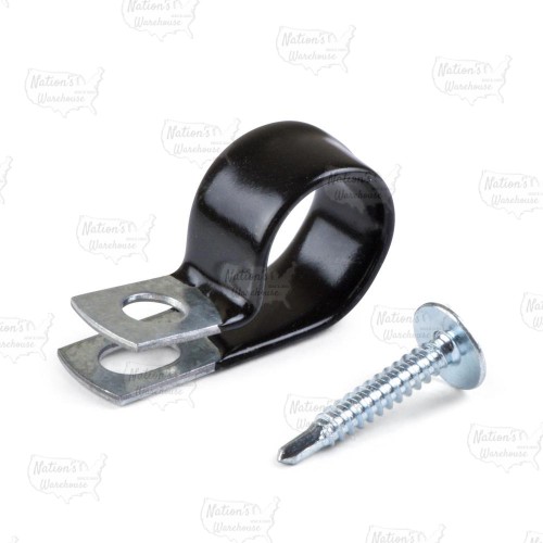 Plastic Coated Metal Clamp w/ Screw for 1/2" CTS Pipe (100/bag)