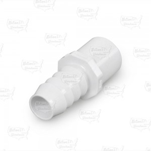 3/4" Barbed Insert x 3/4" Spigot PVC Adapter, Sch 40, White