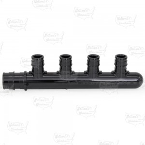 4-Branch PEX-A Expansion (F1960) Poly-Alloy Manifold, 1/2" Ports x 3/4" Inlet, Closed-Style, Lead-Free