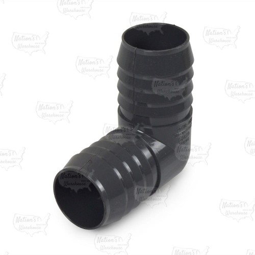 1-1/2" Barbed Insert 90° PVC Elbow, Sch 40, Gray