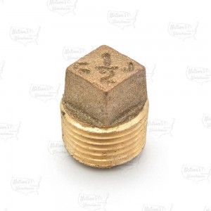 1/2" MPT Square-Head Brass Plug, Lead-Free