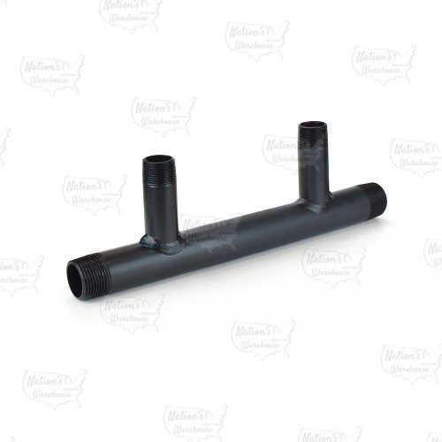 (2-Branch) Boiler Header Manifold, 1" Trunk x 3/4" Outlets, Threaded