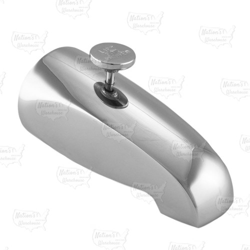 5" long, 1/2" FIP Base Connection Solid Brass Tub Spout w/ Shower Diverter, Chrome Plated