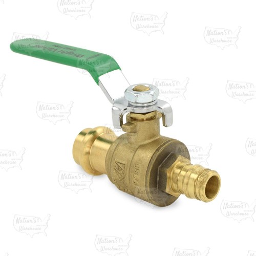 1/2" PEX Expansion x Press Brass Ball Valve, Full Port (Lead-Free)..